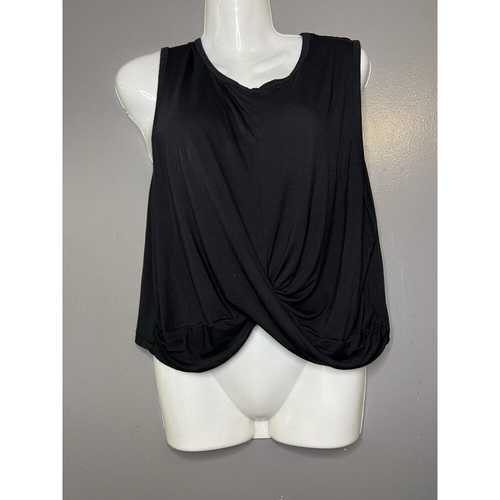 Good American Tank Top Womens 4 Black Twist Front Sleeveless Jersey Crop - Picture 2 of 11